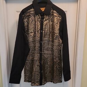 Elegant Black and Gold Dress Shirt